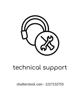 technical support icon. Trendy modern flat linear vector technical support icon on white background from thin line collection, outline vector illustration