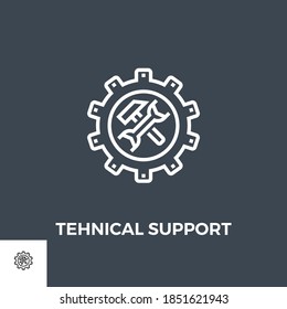 Technical support icon vector. Flat icon isolated on the black background. Editable EPS file. Vector illustration.