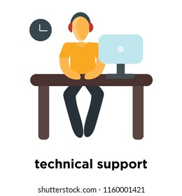 technical support icon vector isolated on white background, technical support transparent sign , standing human or people cartoon character illustration