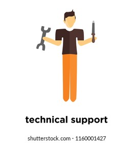 technical support icon vector isolated on white background, technical support transparent sign , standing human or people cartoon character illustration