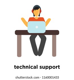 technical support icon vector isolated on white background, technical support transparent sign , standing human or people cartoon character illustration