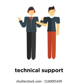technical support icon vector isolated on white background, technical support transparent sign , standing human or people cartoon character illustration