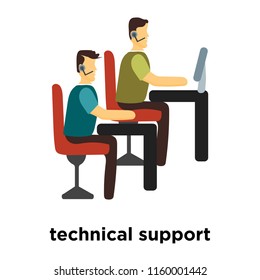 technical support icon vector isolated on white background, technical support transparent sign , standing human or people cartoon character illustration