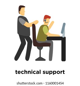 technical support icon vector isolated on white background, technical support transparent sign , standing human or people cartoon character illustration