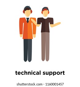 technical support icon vector isolated on white background, technical support transparent sign , standing human or people cartoon character illustration
