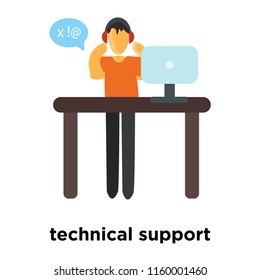 technical support icon vector isolated on white background, technical support transparent sign , standing human or people cartoon character illustration