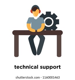 technical support icon vector isolated on white background, technical support transparent sign , standing human or people cartoon character illustration