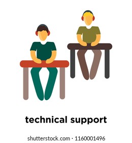 technical support icon vector isolated on white background, technical support transparent sign , standing human or people cartoon character illustration