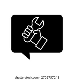 Vetor de ícone do suporte técnico. Sinal de ilustração da estação de serviço. Símbolo do engenheiro. Logotipo de manutenção.