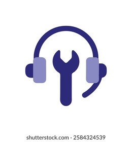Technical Support Icon with Wrench and Headset