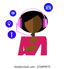 technical support and icons over  white color background