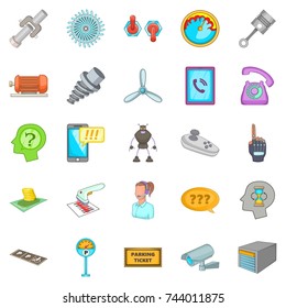 Technical support icons set. Cartoon set of 25 technical support vector icons for web isolated on white background