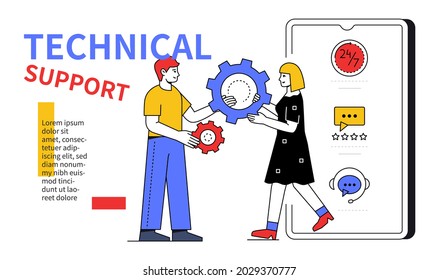 Technical support - line design style web banner