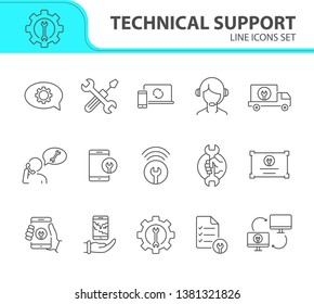 Technical support line icon set. Tools, operator, smartphone. Digital gadgets concept. Can be used for topics like online help, call center, customer service