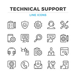 Technical Support Line Icons Set. Modern Outline Elements, Graphic Design Concepts, Simple Symbols Collection. Vector Line Icons