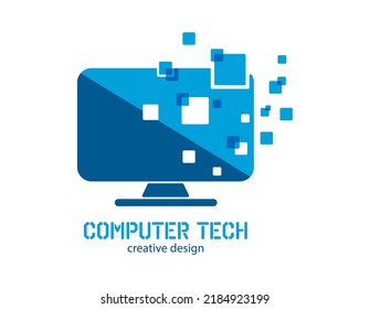 Technical support. Logo template for creative ideas. Flat style