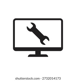 Technical support and maintenance wrench on monitor display