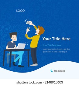 technical support manager. Flat illustration, Posts Design