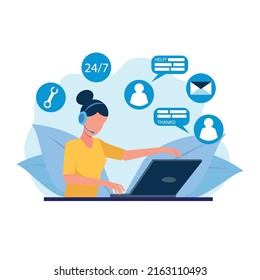 technical support manager. Flat illustration. Customer support