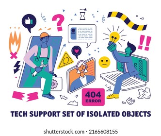 Technical support manager workers set isolated objects