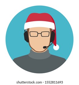 IT technical support officer in red hat. Vector icon.