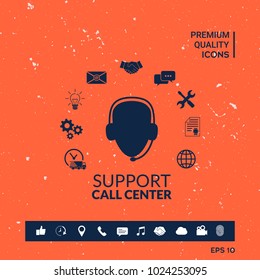 Technical support operator flat icon.