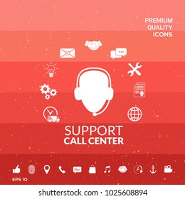 Technical support operator flat icon.