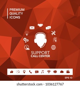 Technical support operator flat icon.