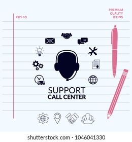 Technical support operator flat icon.