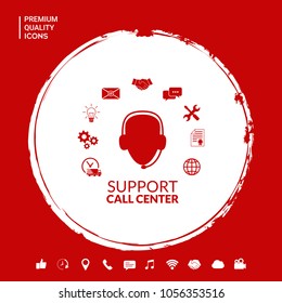 Technical support operator flat icon.