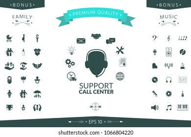 Technical support operator flat icon.