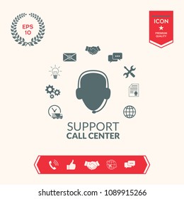 Technical support operator flat icon.