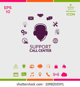 Technical support operator flat icon.