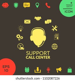 Technical support operator flat icon.