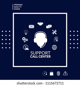 Technical support operator flat icon.