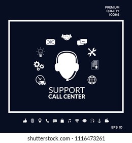 Technical support operator flat icon.