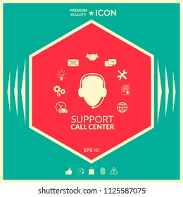 Technical support operator flat icon.