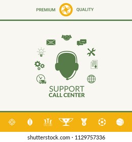 Technical support operator flat icon.