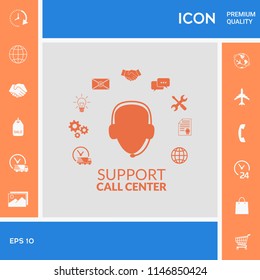 Technical support operator flat icon.