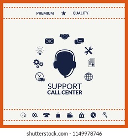 Technical support operator flat icon.