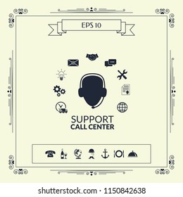 Technical support operator flat icon.