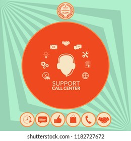 Technical support operator flat icon.