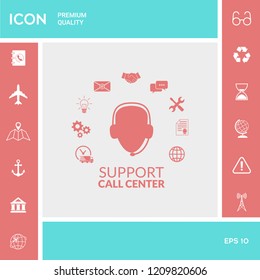 Technical support operator flat icon.