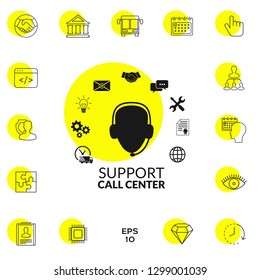 Technical support operator flat icon. Graphic elements for your design