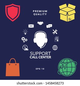 Technical support operator flat icon. Graphic elements for your design