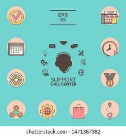 Technical support operator flat icon. Graphic elements for your design