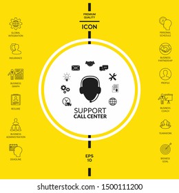 Technical support operator flat icon. Graphic elements for your design