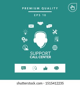 Technical support operator flat icon. Graphic elements for your design
