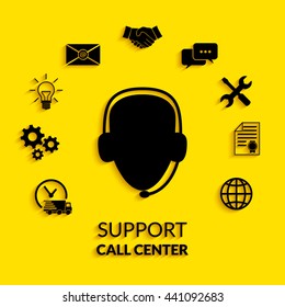 Technical support operator flat icon.