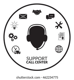 Technical support operator flat icon.